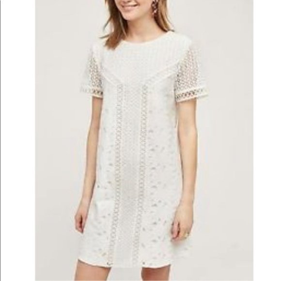 Anthro/HD in Paris Lace & Eyelet Shift Dress - Picture 1 of 7